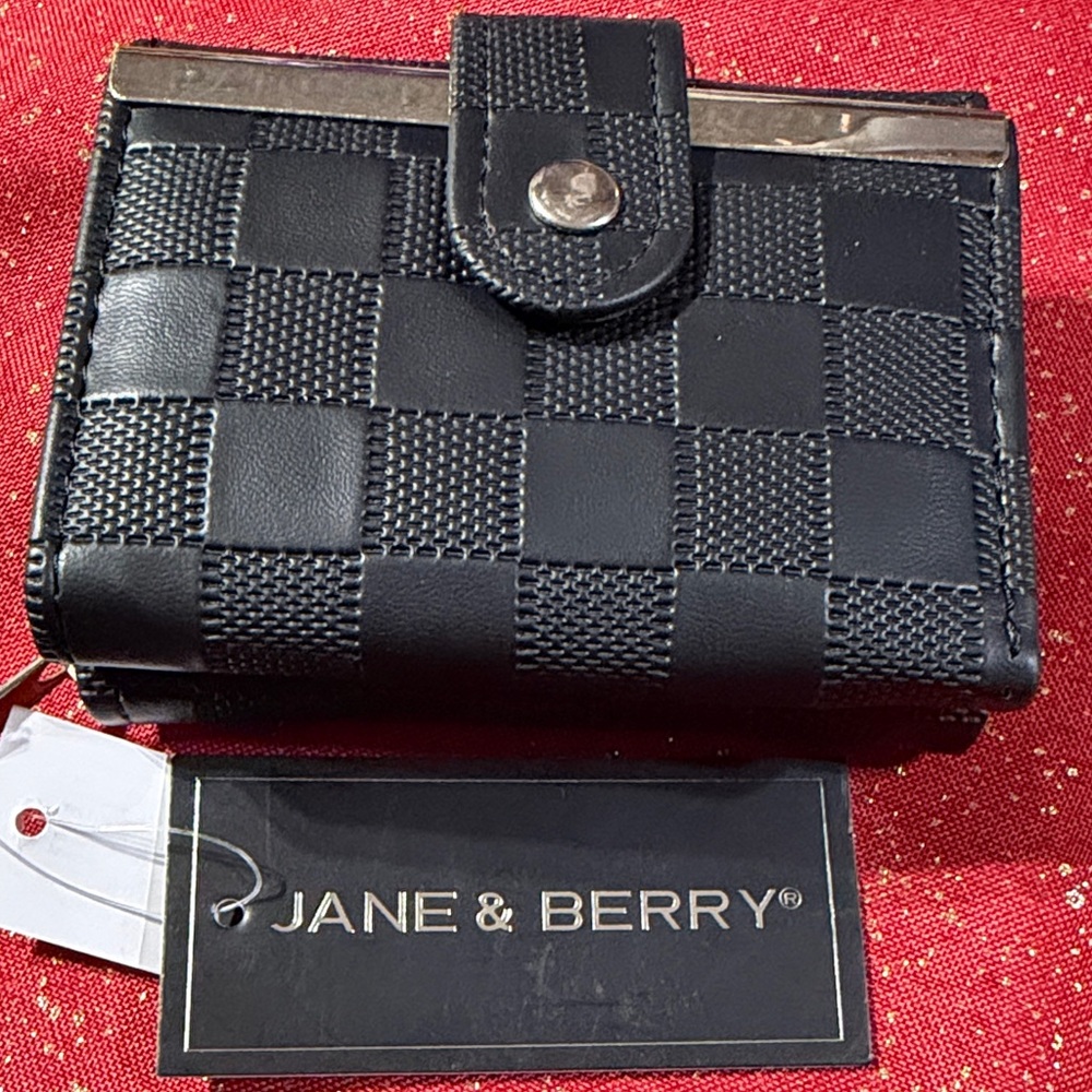 Jane & Berry Black Checkered Wallet
